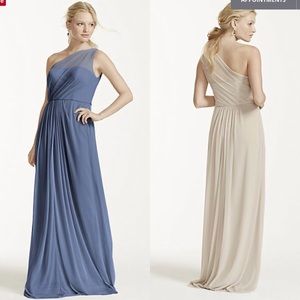 David’s Bridal One Shoulder Mesh Dress